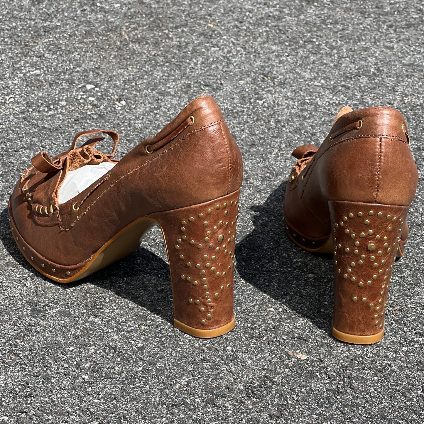 Women’s Steve Madden Moc-toe platform Pump 39EU Brown Leather - Made in Spain