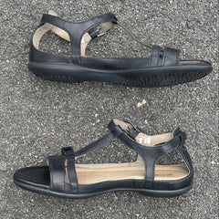 Ecco Women's T-Strap Sandal EU36M Black Leather
