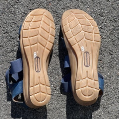Comfortiva Women’s Keegan X-Strap Slip -on Sandal 8M Navy Leather/Stretch