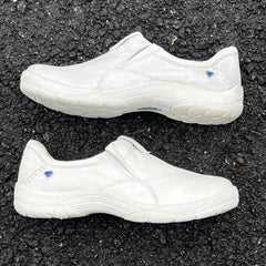 Women's NURSE MATES •Andres• Twin-Gored Pillow-Top Slip-on 9M White Leather