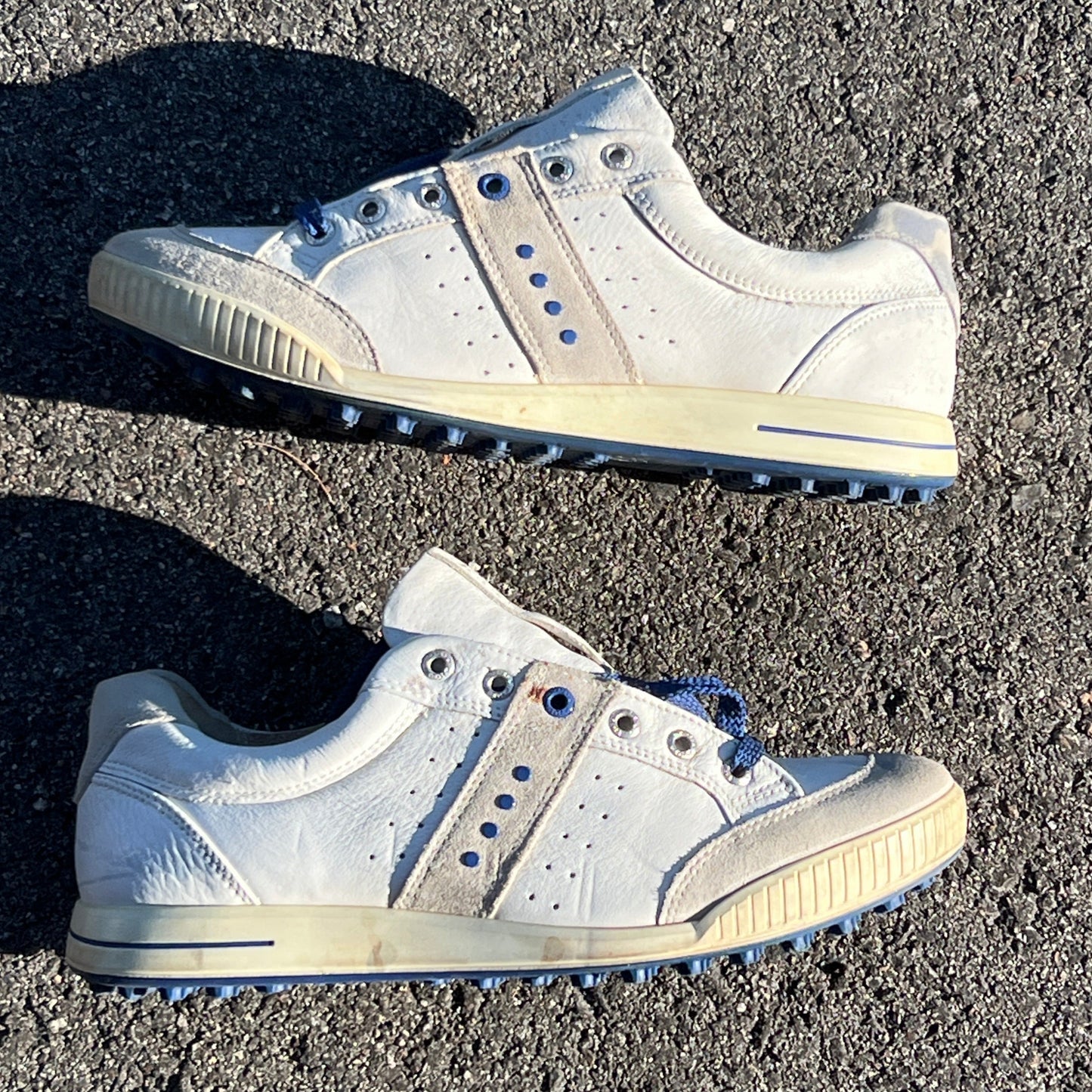 Men’s Ecco Street Premier Cleat-less Golf Shoe 42EU •White/Blue• Leather