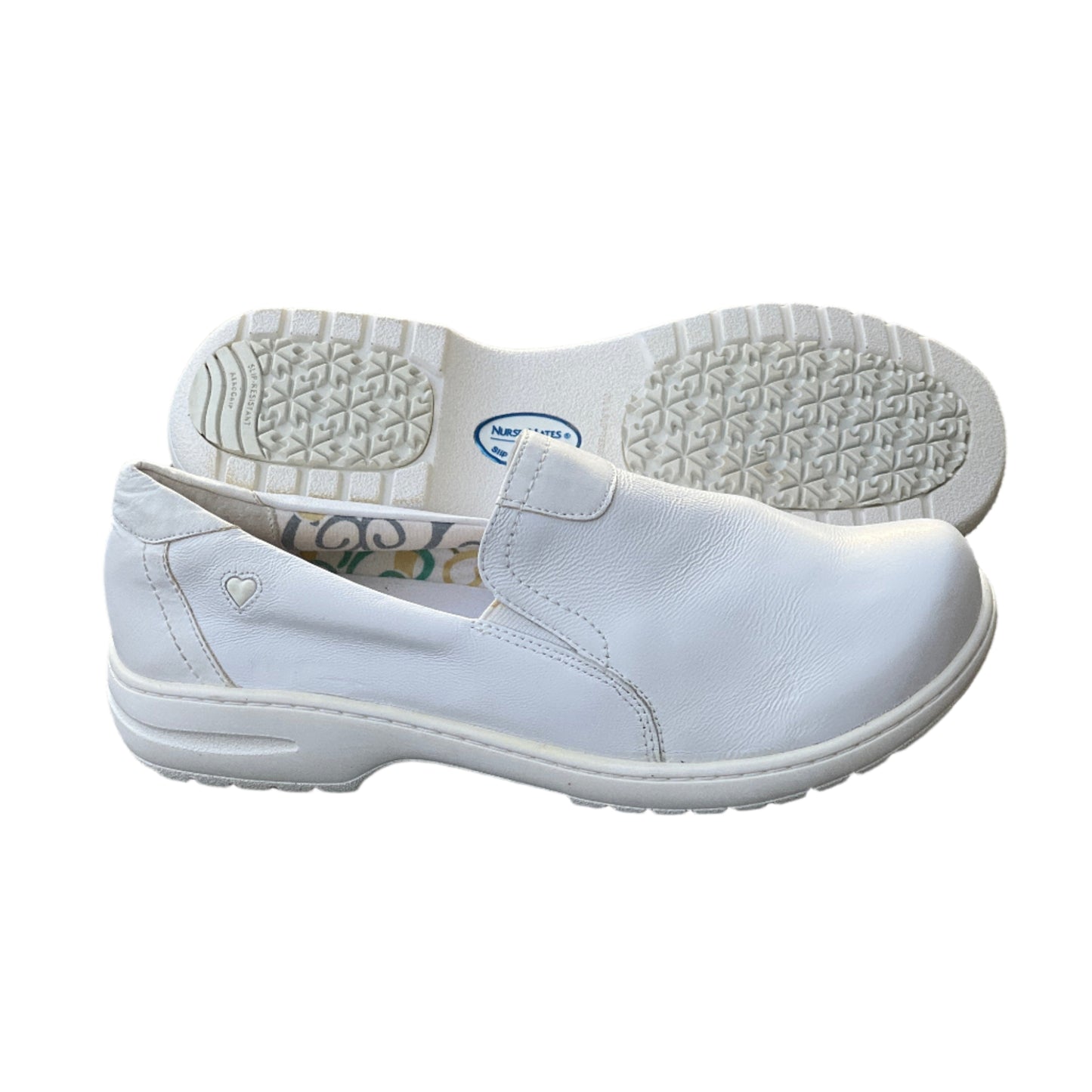 Women's NURSE MATES •Meredith• Gored Slip-on 9.5W White Leather