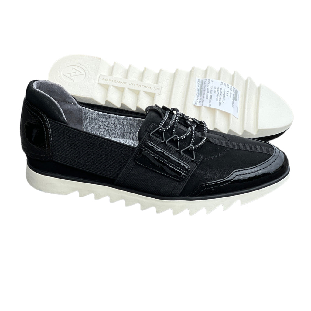 Women’s Adrienne Vittadini Sport •Panko• Slip-on 6M. Black Elastic/Patent