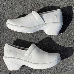 Women’s Nurse Mates Halle Pillow Top Clog 9.5M White Leather