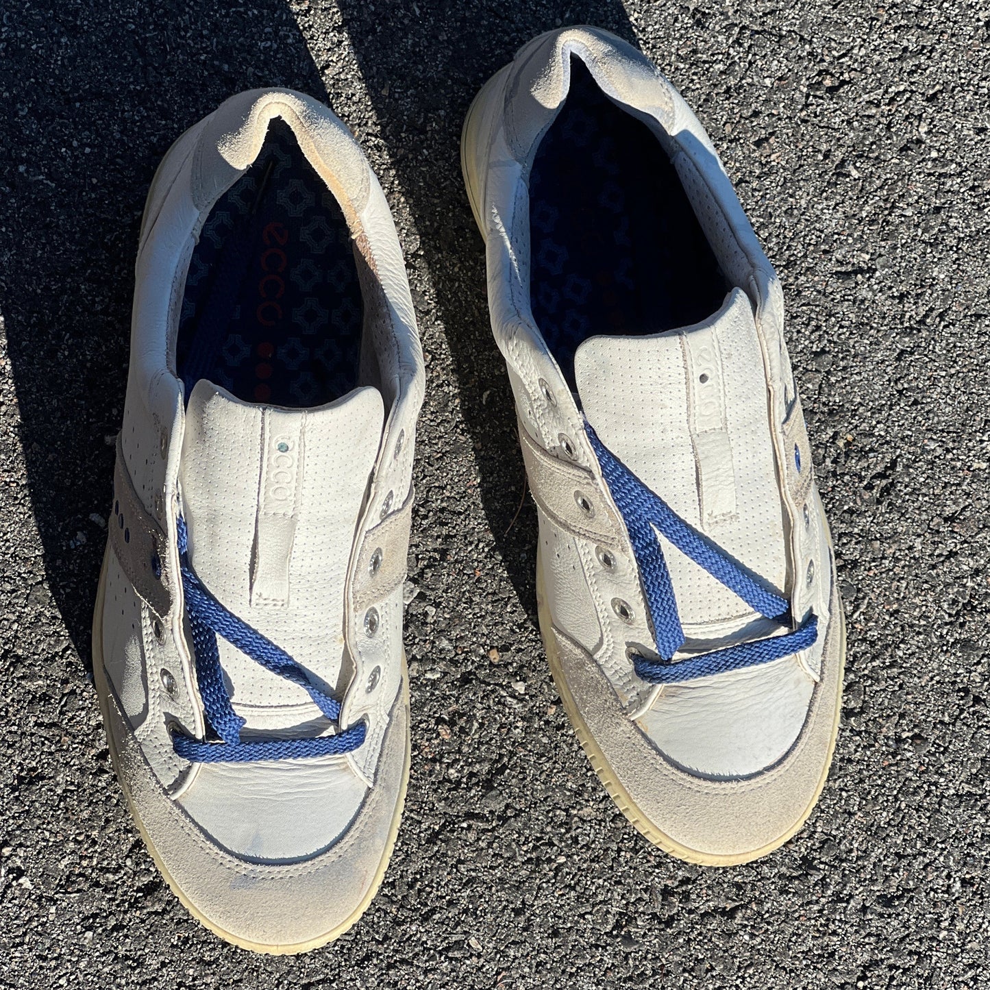 Men’s Ecco Street Premier Cleat-less Golf Shoe 42EU •White/Blue• Leather