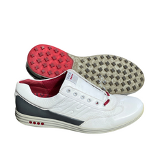 Men’s Ecco Premier Cleat-less Golf Shoe 46EU •White/ Grey• Hydromax Leather