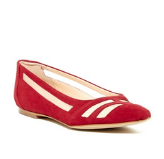 Isola Women's •Cerise• Pointed-toe Suede Flat 10M Red Suede