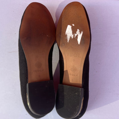 Woman’s Isola  •Donna• Jeweled Smoking Shoe 6M Black Suede Leather