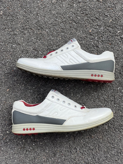 Men’s Ecco  Premier Cleat-less Golf Shoe 46EU •White/ Grey• Hydromax  Leather