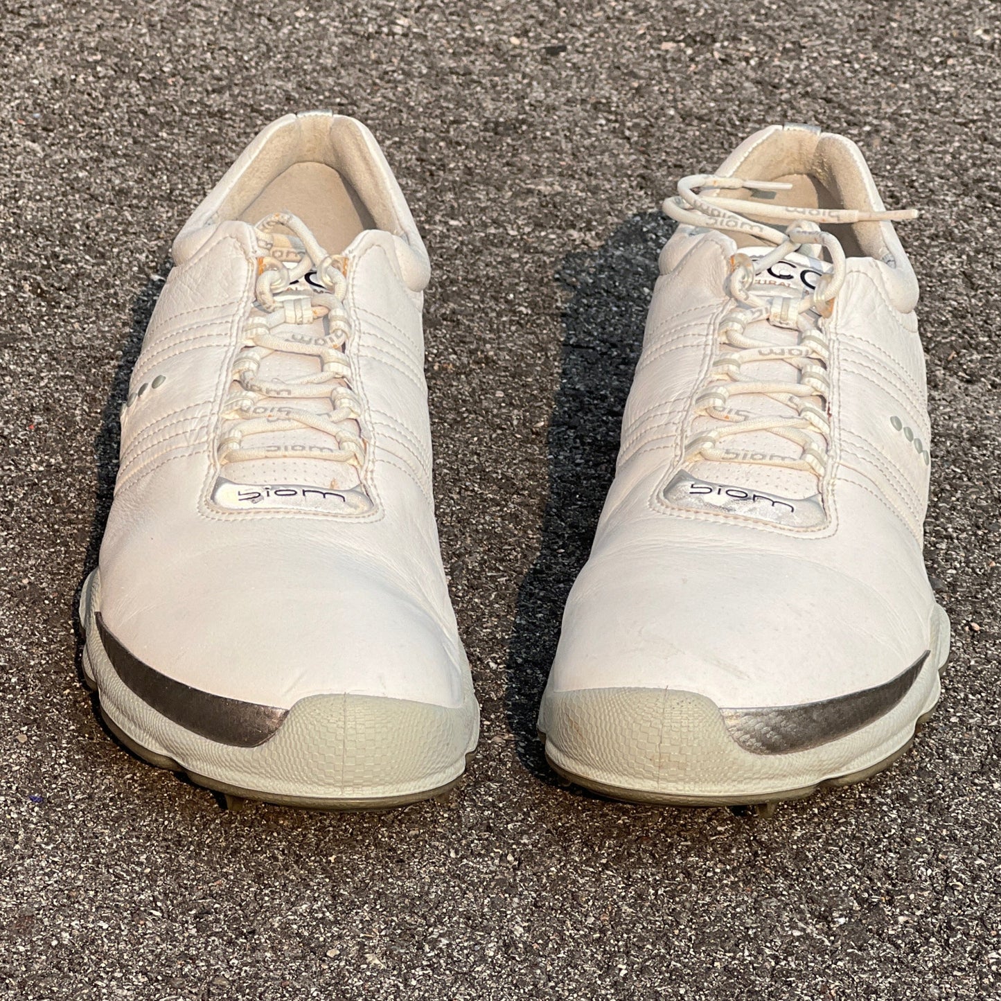 Men’s Ecco Biom Cleated Golf Shoe  46EU• White/Grey • Hydromax Yak Leather