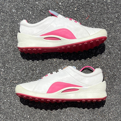 Women’s Ecco  Biom Spikeless Golf Shoes 39EU -White/Pink- Hydromax Yak Leather