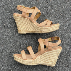 Woman’s  Euro Soft by Sofft Jute Wrapped Platform Sandal  8M Beige Textile