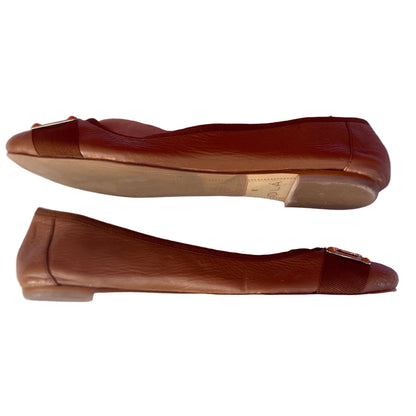 Woman’s Isola •Bricen• Signature Flat 8M Tan Leather