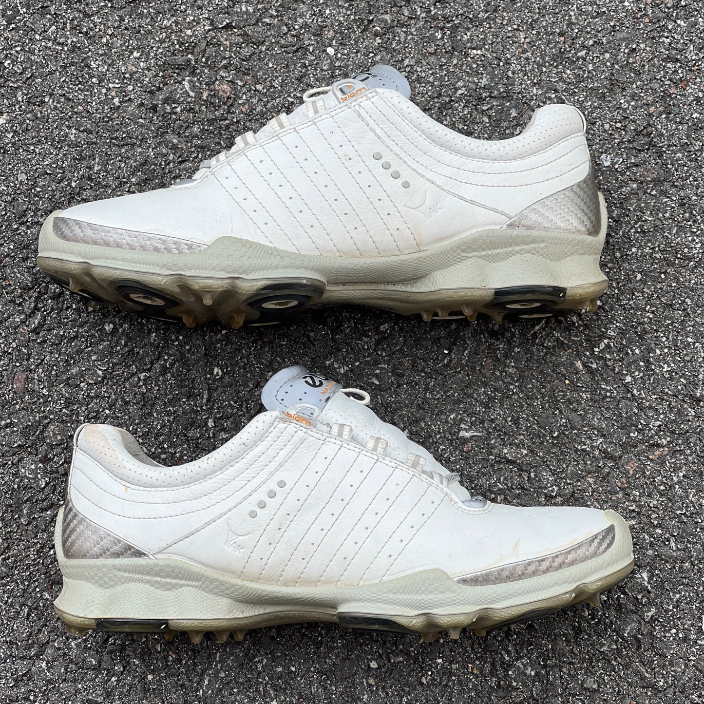 Women’s Ecco  Biom spiked Golf Shoes 38EU -white/grey- Hydromax Yak Leather