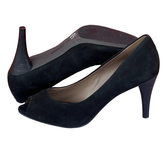 Woman’s Ecco  Peep-toe Pump 39M Black Suede Leather