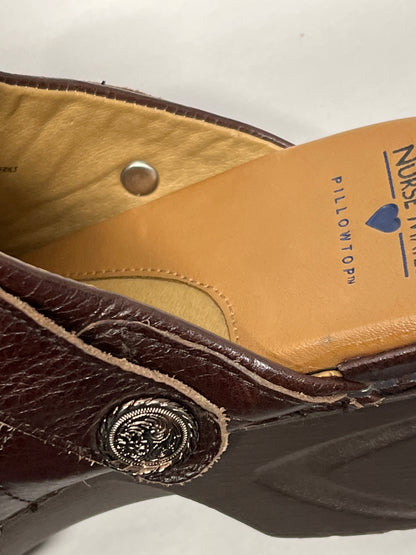 Women’s Nurse Mates Casey Pillow-top Open-back Clog 9M Brown Leather