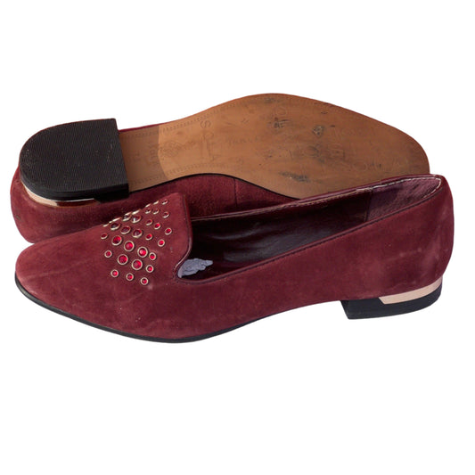 Woman’s Isola  •Donna• Jeweled Smoking Shoe 7.5M Maroon Suede Leather