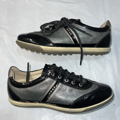 Women’s Ecco Street Spikeless Golf Shoe 41EU Black/Metallic Hydromax Leather