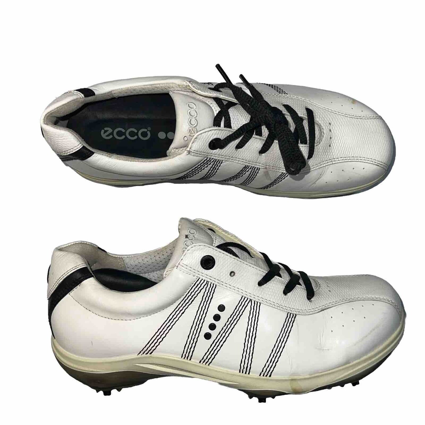 Women’s Ecco Spiked Golf Shoe 39EU  White/Black Leather