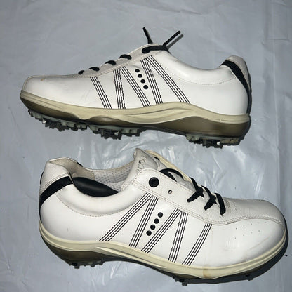 Women’s Ecco Spiked Golf Shoe 39EU  White/Black Leather