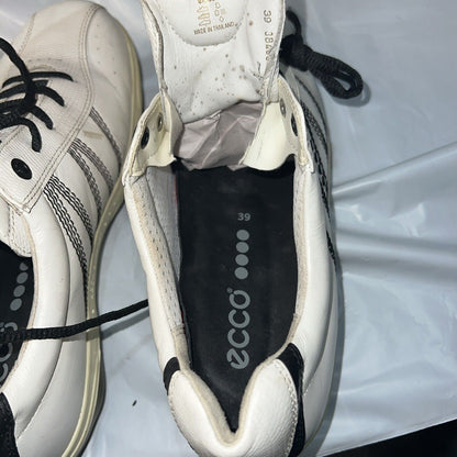Women’s Ecco Spiked Golf Shoe 39EU  White/Black Leather