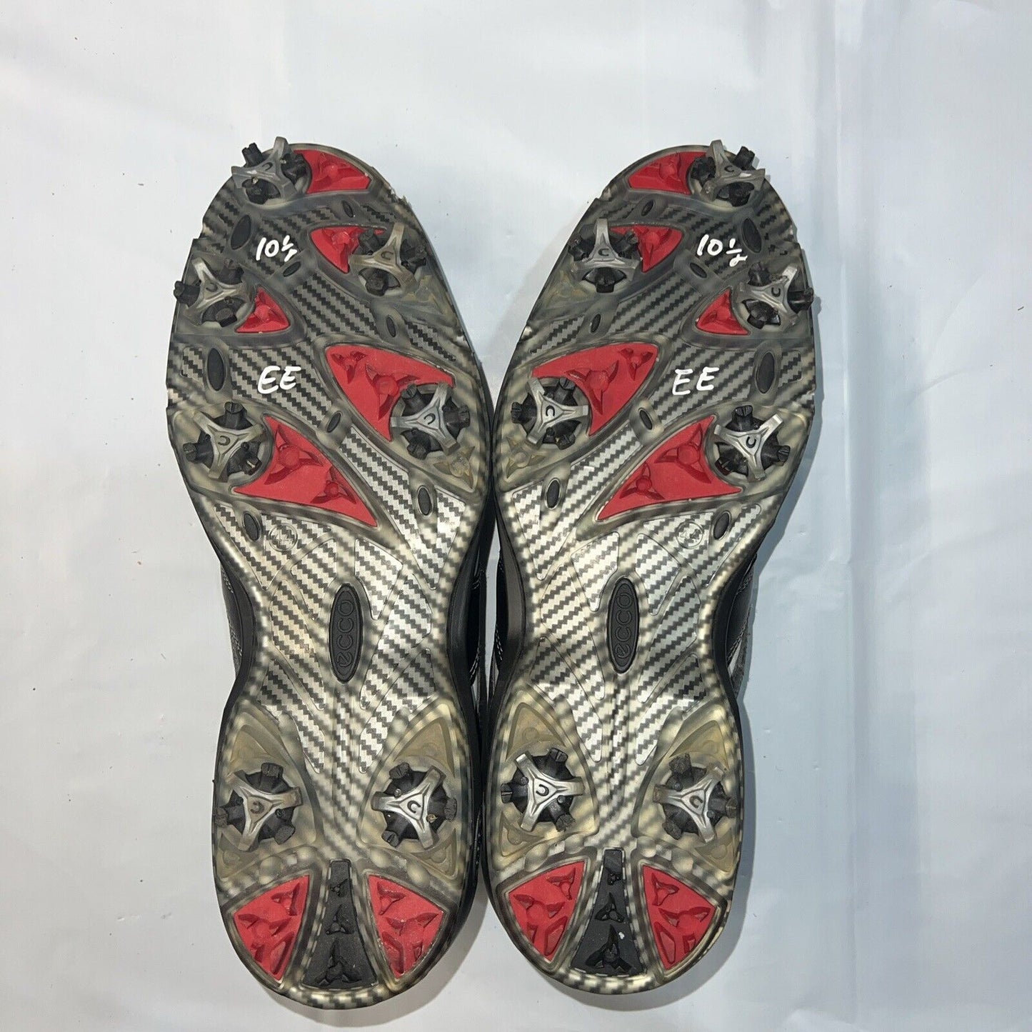 Men’s Ecco White/Black/Gray Leather Spiked Golf Shoe 44EU