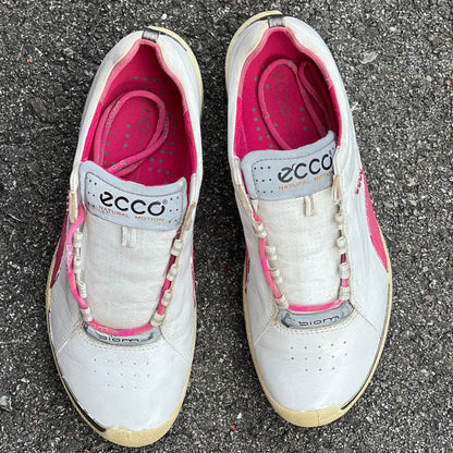 Women’s Ecco  Biom Spikeless Golf Shoes 38EU -White/Pink- Hydromax Yak Leather