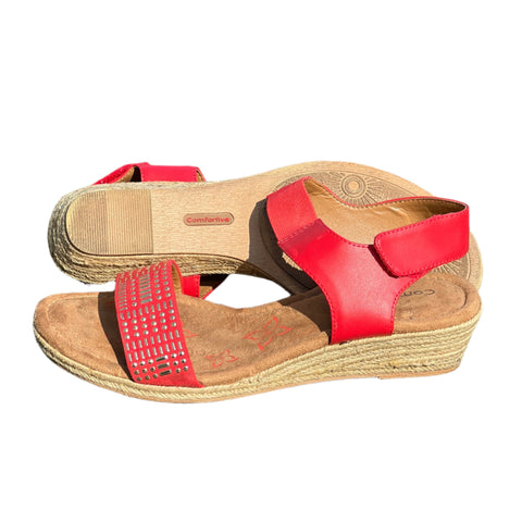 COMFORTIVA Women's •Beck• Jute Wedge Sandal 10W Red Manmade