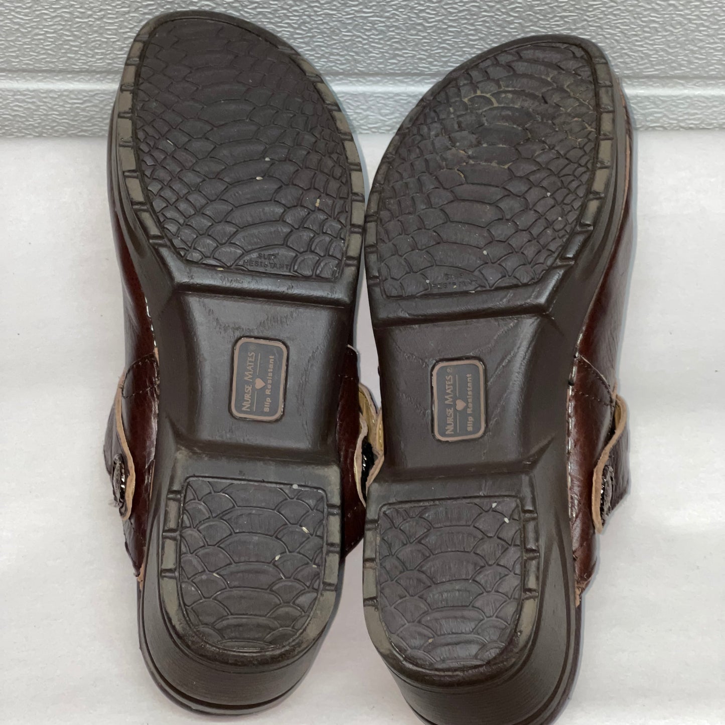 Women’s Nurse Mates Casey Pillow-top Open-back Clog 9M Brown Leather