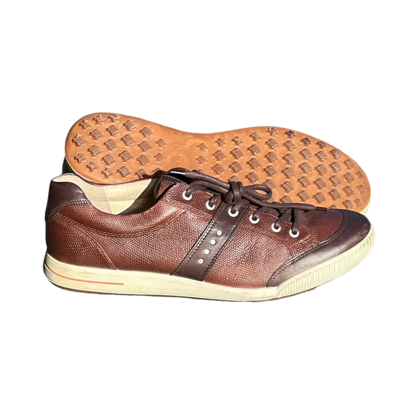 Men’s Ecco Street Premier Cleat-less Golf Shoe 46EU • Brown Reptile Embossed Hydromax  Leather