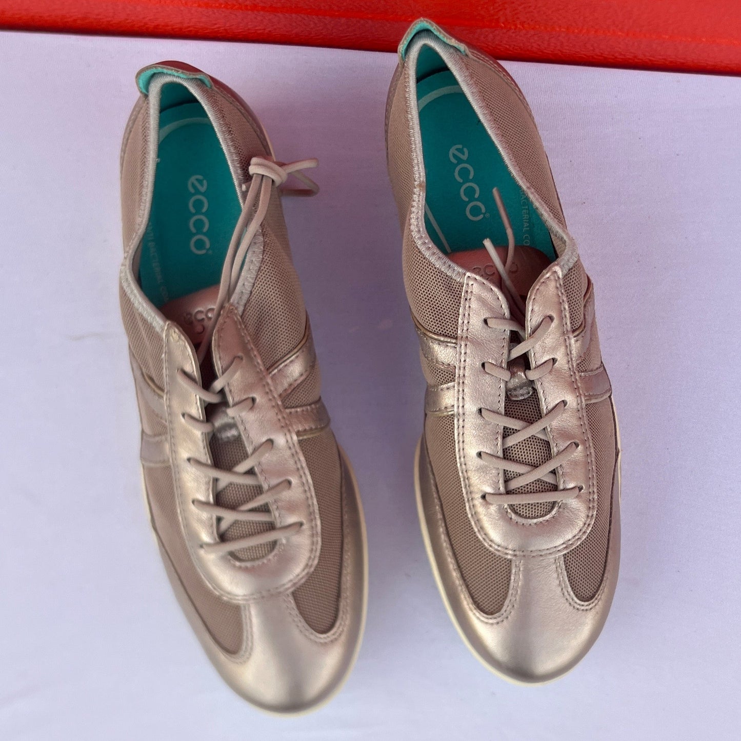 Woman’s Ecco  ECCO Bluma  Lace Oxford  39M Metallic Taupe Mesh/Leather