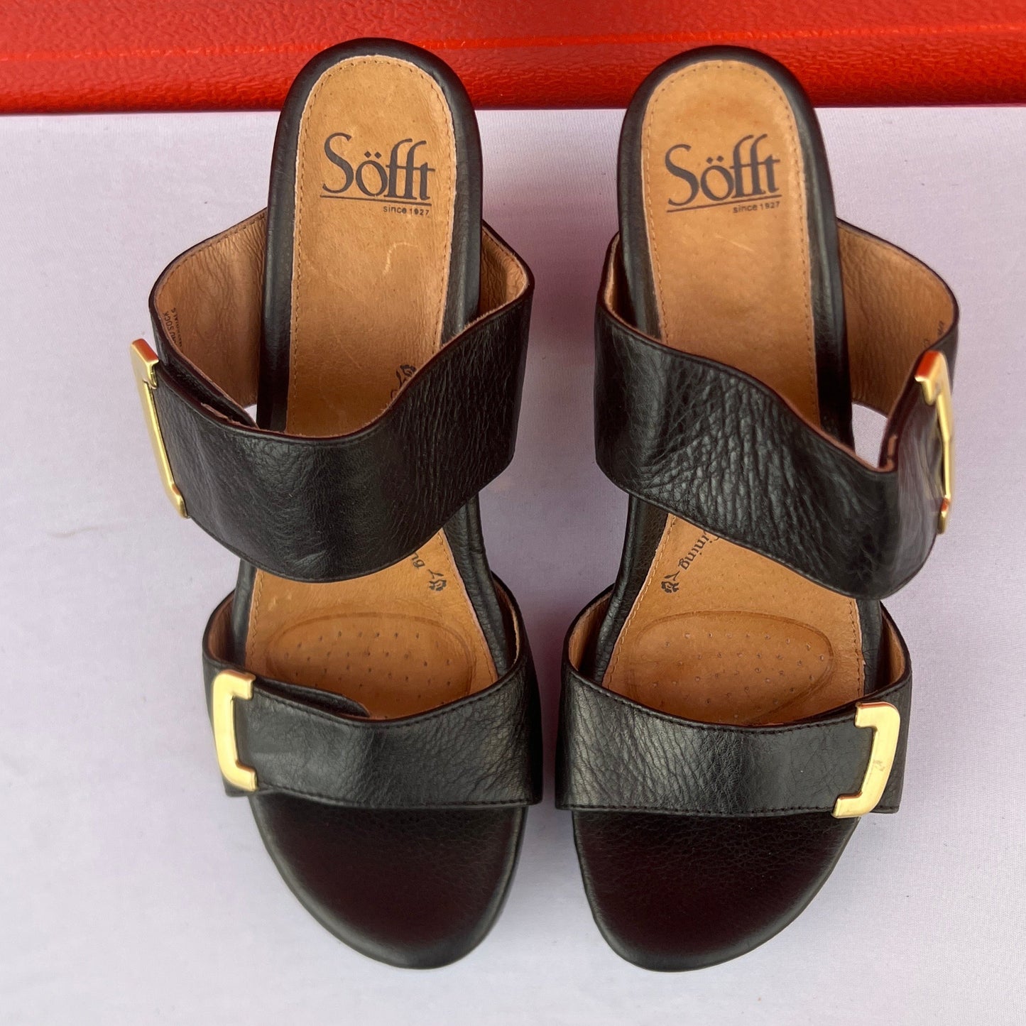 Woman’s Sofft •Damia• Stacked Heel Slide, 9M Blqck  leather
