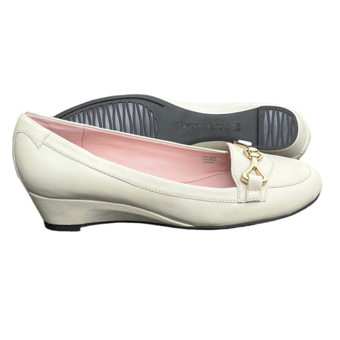 Women’s Taryn Rose •Palmer• Horse-Bit Wedge Slip on 6M   Winter White Leather