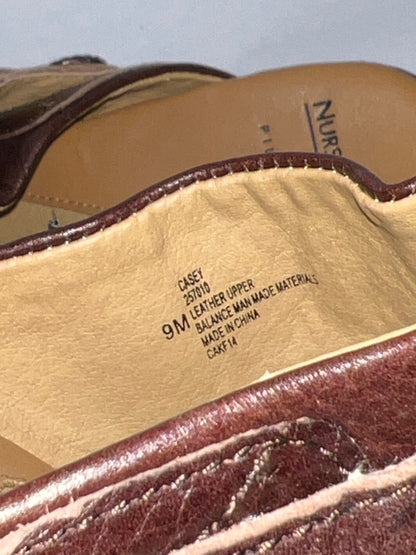 Women’s Nurse Mates Casey Pillow-top Open-back Clog 9M Brown Leather