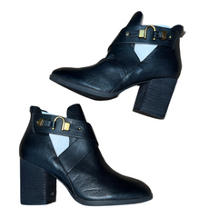 Isola Women's •Larkin• Split Shaft Bootie Black Leather 9M