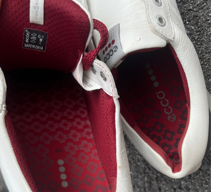 Men’s Ecco  Premier Cleat-less Golf Shoe 46EU •White/ Grey• Hydromax  Leather