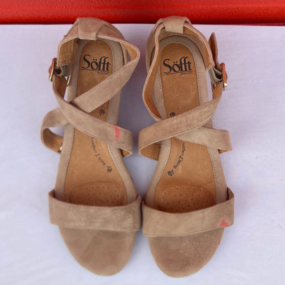 Woman’s Sofft Innis Wedge Sanda 9W Baywater Suede Leather