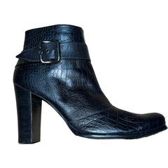 JESSICA BENNETT Women's •Katrine• Embossed Leather  Croco Dress Bootie 13M