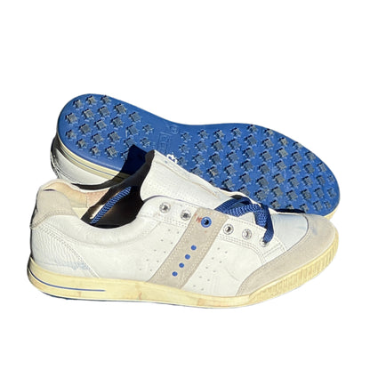 Men’s Ecco Street Premier Cleat-less Golf Shoe 42EU •White/Blue• Leather