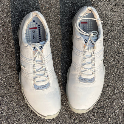 Men’s Ecco Biom Cleated Golf Shoe  46EU• White/Grey • Hydromax Yak Leather