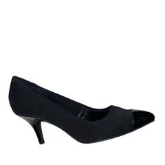 ELLEN TRACY Women's •Bari• Black Satin/Patent  Cap-toe pump  8M