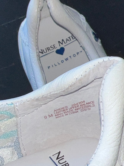 Women's  NURSE MATES  •Andres•  Twin-Gored  Pillow-Top Slip-on 9M  White Leather