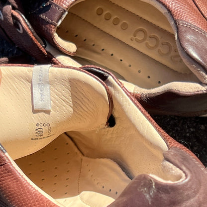 Men’s Ecco Street Premier Cleat-less Golf Shoe 46EU • Brown Reptile Embossed Hydromax  Leather