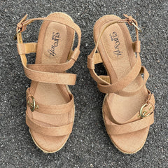 Woman’s  Euro Soft by Sofft Jute Wrapped Platform Sandal  8M Beige Textile