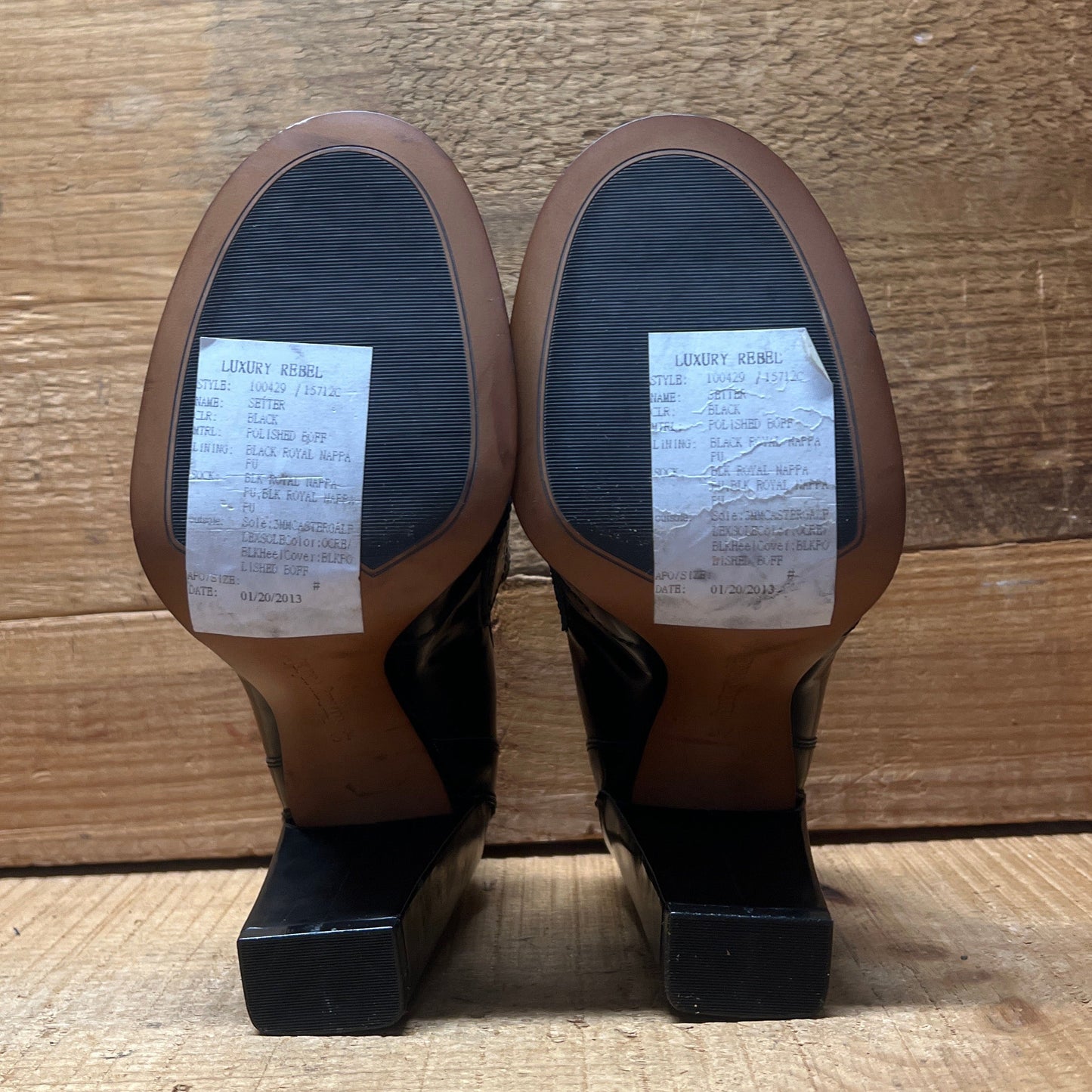 LUXURY REBEL Women's High Healed Gold-tipped Kiltie Penny Loafer Pump. 37EU/US 6.5-7  Black Polished Leather