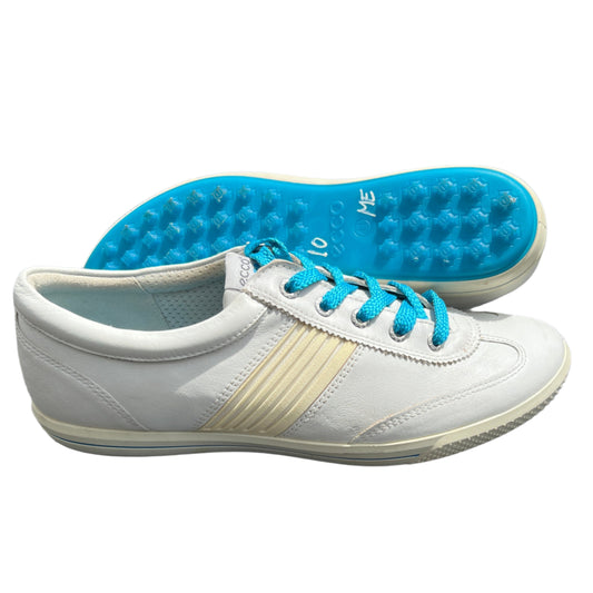 Women’s Ecco Spikeless Golf Shoe 41EU White/Blue Hydrowmax  Leather