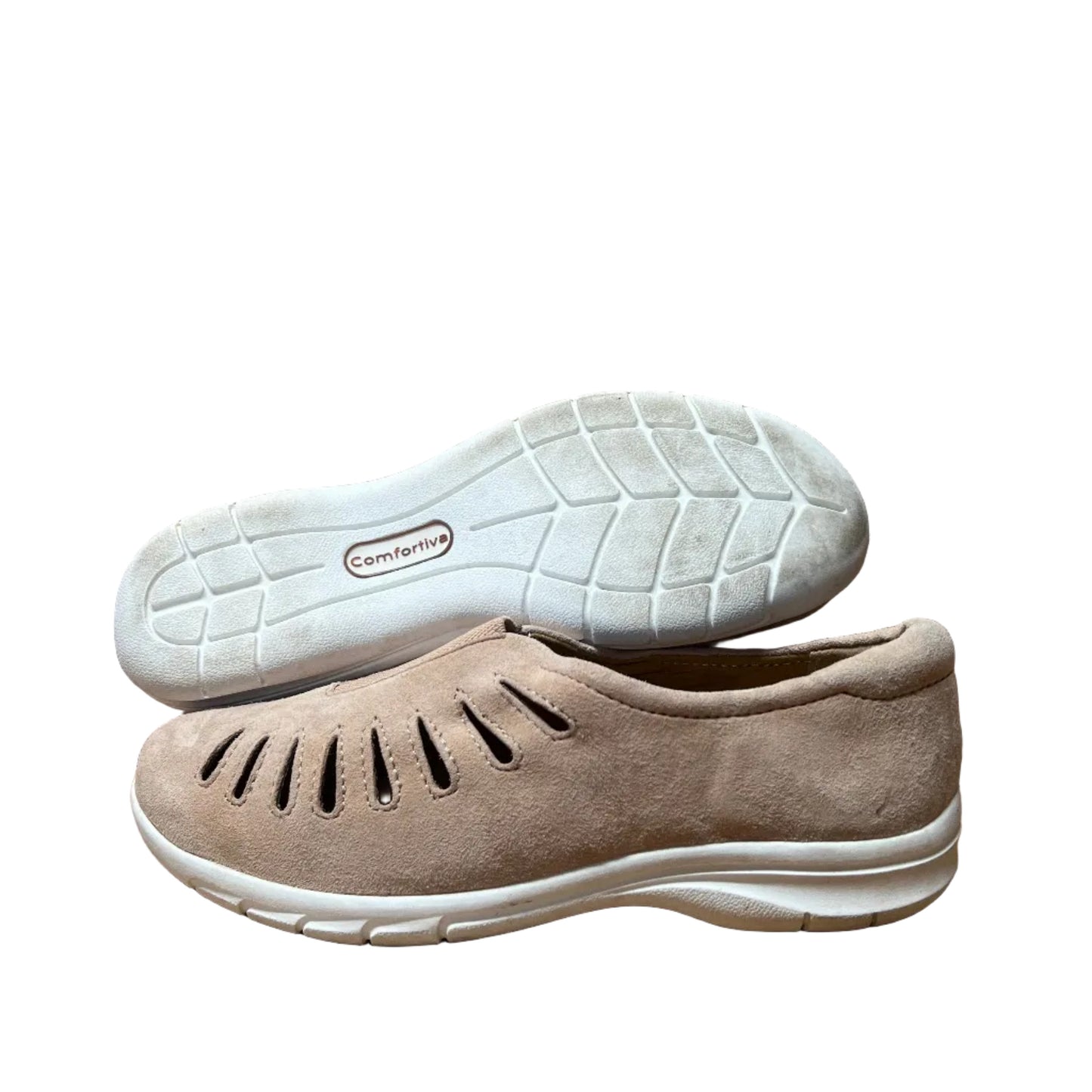 Comfortiva by SoftSpots Women’s •Tinsley•  Comfort Slip-on 8W Beige Suede leather