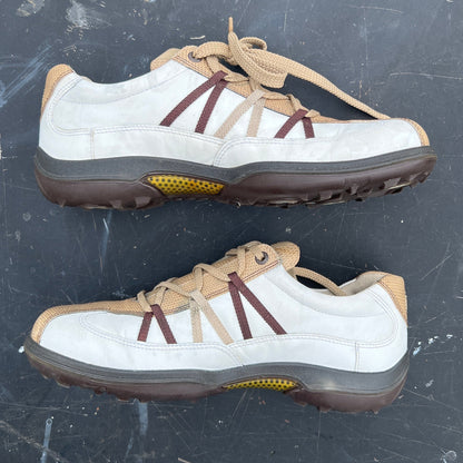 Women’s Ecco Spiked Golf Shoe 41EU White/Tan Embossed Reptile Leather