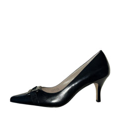 ELLEN TRACY Women's •Wellesley• High-Heel Black Leather Pointed-toe Pump 6.5M