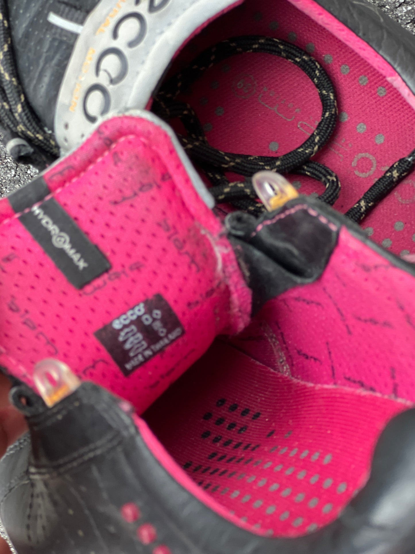 Women’s Ecco  Biom Spikeless Golf Shoes 39EU -Black/Pink- Hydromax Yak Leather